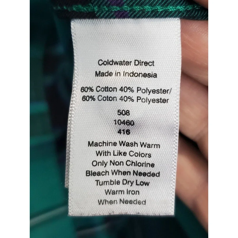 Coldwater Creek Cotton Blend Green Plaid Long Sleeve Button-Up Tunic Size 1X